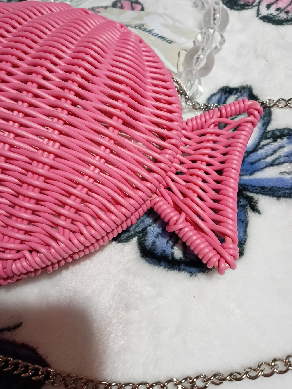 Tommy Bahama Tik Toc Viral Pink Woven Crossbody Fish Bag - Picture 6 of 10
